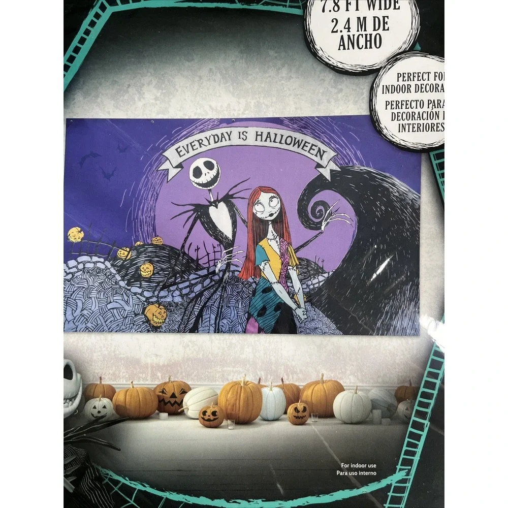 Nightmare Before Christmas Backdrop 8' X‎ 5' Party Wall Decor. Halloween Disney